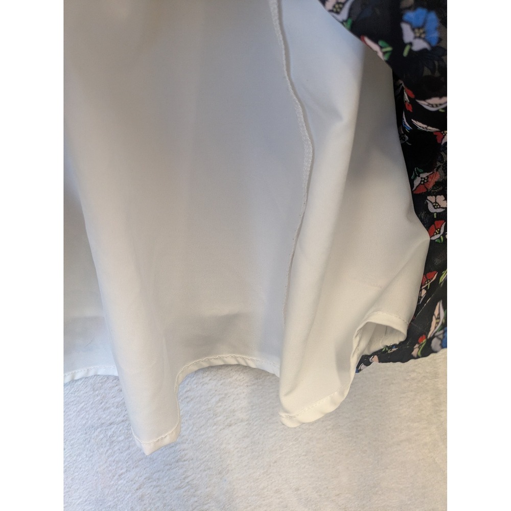 Nanette Lepore Blouse Women's 2X Multicolor Floral V-Neck Long Balloon Sleeve - Picture 9 of 12
